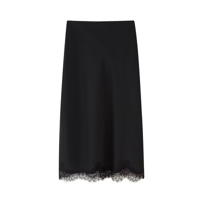 Jupe Satin Soie - Top Dentelle Col