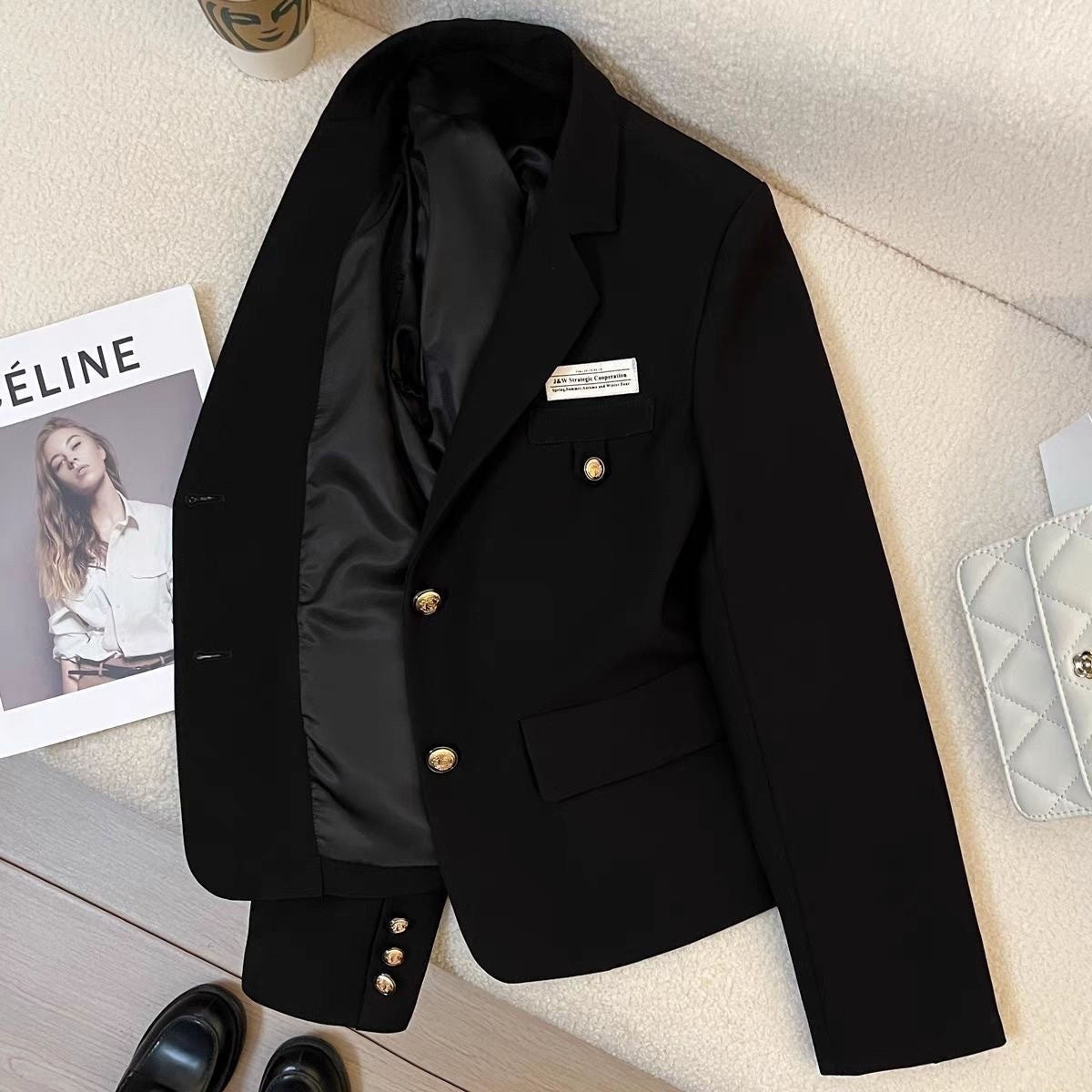 Veste Courte Noire College - Femme