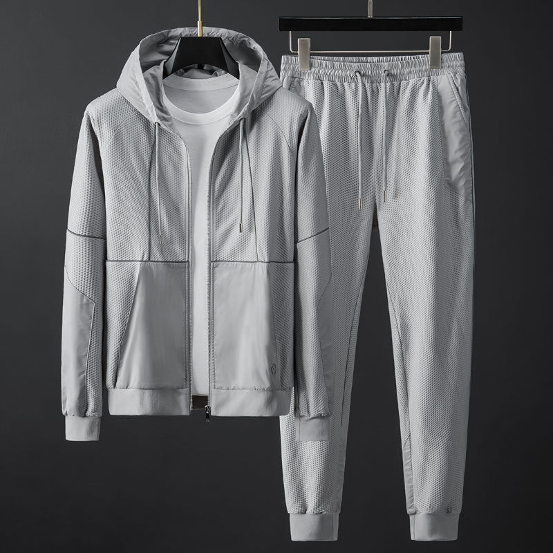 Ensemble Mesh Nid d'Abeille Stretch Slim Fit Capuche - Homme