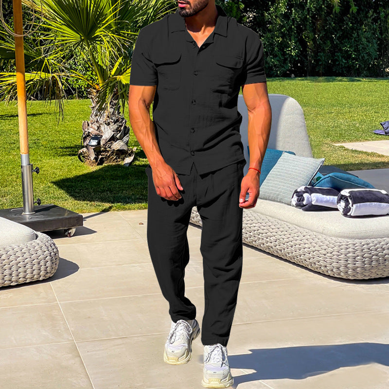 Ensemble Été Chemise Cardigan Pantalon - Homme
