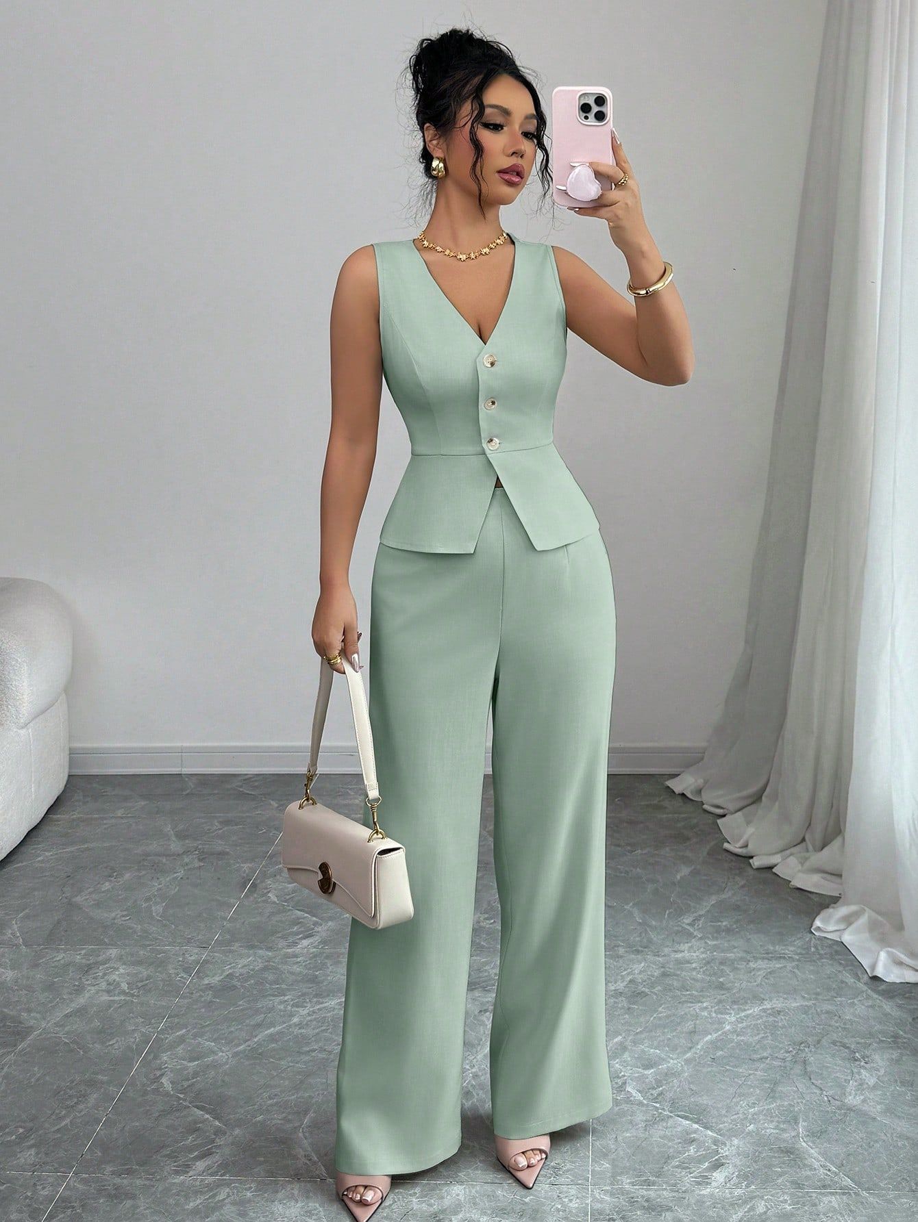 Ensemble Débardeur Pantalon Taille Haute - Femme