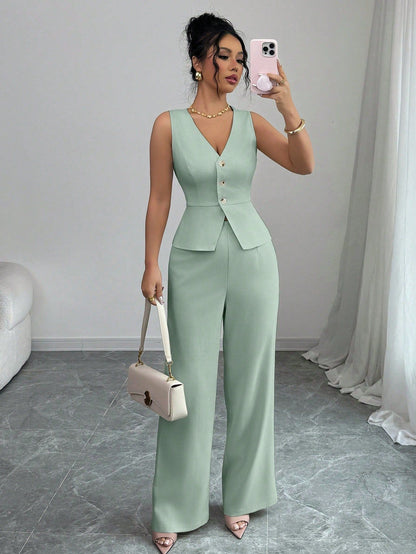 Ensemble Débardeur Pantalon Taille Haute - Femme